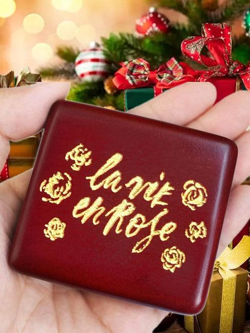 Sinzyo Music Box Vintage Wood Carved Mechanism Musical Boxs Gift For Birthday Valentine's Day Christmas Day(la Vie en Rose -Wine Red Box)...