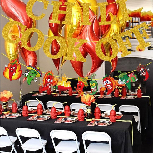 Chili Cook Off banner Decorations, cooking Chili Contest Tasting Competition Party Banners Chili Festival Party Supplies for Kitchen decorations f...