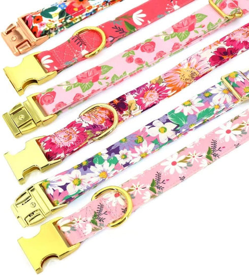 Beirui Cute Girl Dog Collars for Small Medium Large Dogs, Multiple Floral Patterns Female Pet Dog Collars with Flower for Wedding Holiday(M:Neck 1...