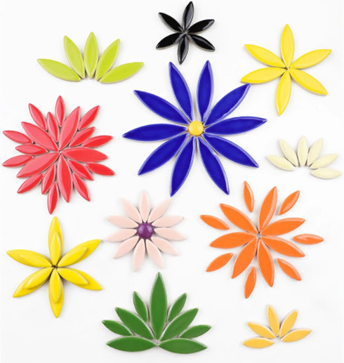 200g Ceramic Mosaic DIY Set Colorful Petal Ceramics Leafy Vein Mosaic Tiles Craft Materials Mosaic Art Materials - Red...