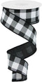 1.5" Black and White Checked Plaid Ribbon - Craig Bachman Black White Buffalo Checked Ribbon (RG0179902) 1.5" x 10 Yards...