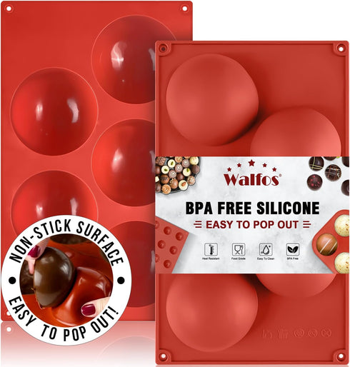 Extra Large 5-Cavity Semi Sphere Silicone Mold, 2 Packs Half Sphere Silicone Baking Molds for Making Chocolate, Cake, Jelly, Dome Mousse...
