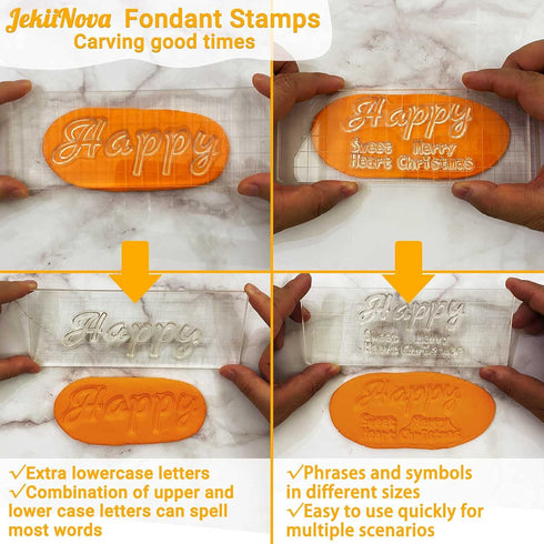 4 PCS Alphabet Letter Fondant Stamps for Biscuit Cake Cookie, Upgraded Food Grade Alphabet Cake Stamp Tool Uppercase Extra Spare Lowercase Numbers...