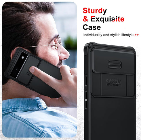 LeYi for Pixel 6A Case (2022): Google Pixel 6A Phone Case with Slide Camera Cover and 2 Pack Tempered Glass Screen Protector, Dual Layer Heavy Dut...