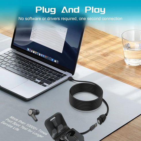 USB Extension Charger Cable Compatible with JLab Go Air Pop/Sport, JLab Epic Air ANC/Sport ANC, JLab JBuds Air/Sport/Executive/ANC/Play Gaming/Pro...