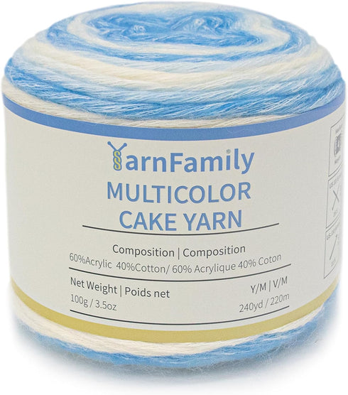 Cake Yarn,Gradient Color Cotton Gradient Yarn, Jumbo Knitting Yarn?Ideal Rainbow Yarn for Crocheting and Knitting,3.5oz?240yd?Misty Blue......