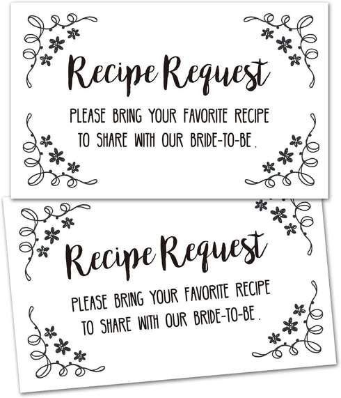 50 Request a Recipe Card for Bridal Shower - Invitation Insert for Bridal Wedding Baby Shower, Size 3.5" x 2" inches....