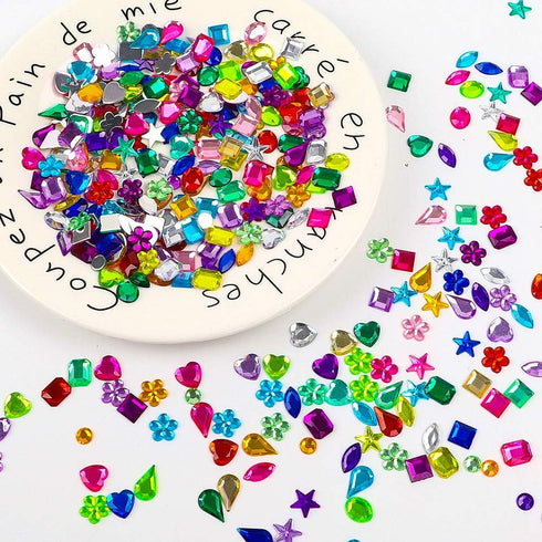 JPSOR 900pcs Gems Jewels for Crafts, Acrylic Flatback Rhinestones for Halloween Pirate Party Decorations, Crafting Embellishments Gemstone (9 Shap...