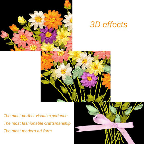 Ribbon Embroidery Kit Little Flower DIY Wall Decor with English Instruction...