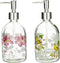 17oz Flower Glass Soap Dispenser Bottle with Plastic Pump,Set of 2...