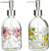 17oz Flower Glass Soap Dispenser Bottle with Plastic Pump,Set of 2...