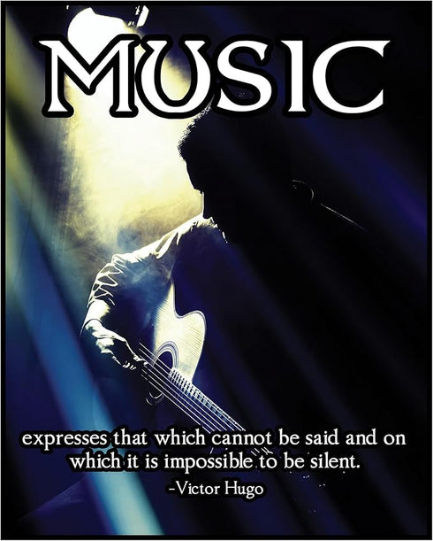 Posterizer 1 pcs-Music Expresses That Which Cannot Be Said-Victor Hugo-Quotes-Gift for book lovers-School and classroom art- unframed wall art...