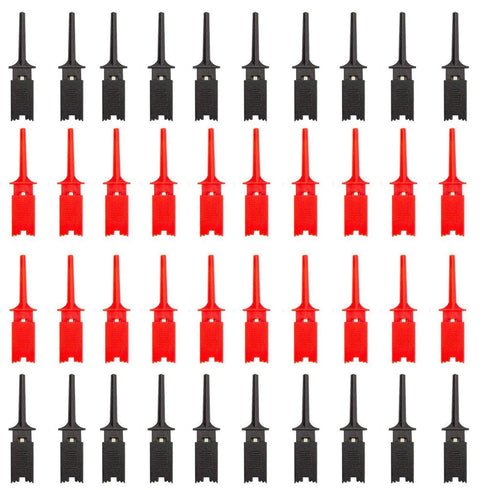 40Pcs Mini SMD Ic Test Hook Clip Grabbers Probe Jumper for Electronic Experiment (20 Red + 20 Black)...