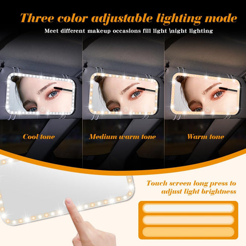 Car Sun Visor Vanity Mirror Rechargeable LED Light Makeup Mirror for Car with 3 Light Modes Innovative Car Mirror Accessories...