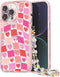 Compatible for iPhone 14 Pro Max Case Cute Aesthetic - Glitter Pink Phone Case with Camera Protector - Girly Love Plaid Cover with Wrist Strap Des...