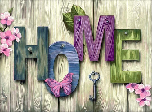 Abillyn Embroidery Cross Stitch Kits Wooden Sign Home and Butterfly Stamped with Printed Pattern Starter Kit (Home)...