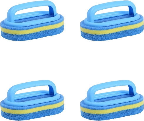 4 Pcs 3-Layer Thick Handheld Pool Cleaning Brush Tool,Cleaner Brush Scrub Kitchen,Bathroom,Tile,Grill,Tub,Car,Wall,Floor(Blue)...