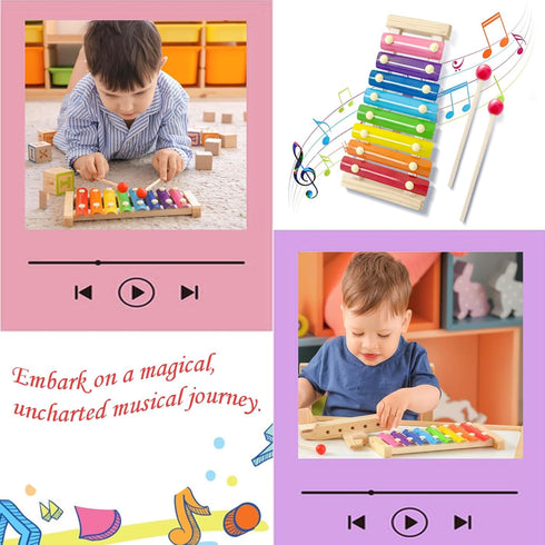 Wooden Xylophone for Kids,Toddler Xylophone Toy with 2 Child Safe Mallets,8 Diatonic Keys Musical Instruments for Preschoolers Educational Toys,Gi...