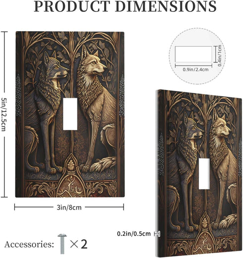 Medieval Of Two Wolves 1 Gang Single Toggle Light Switch Covers Decorative Wall Plate Switchplate Electrical Faceplate for Bedroom Bathroom Kitche...
