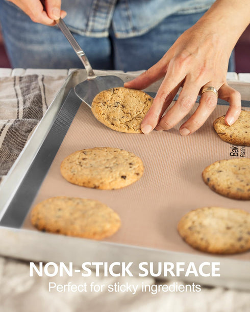 Silicone Baking Mat, Sopito Non Stick, Food Safe Platinum Silicone Cookie Baking Liners, Reusable 16.5'' x 11.6'' Oven Liners Sheet, 2 PCS-Grey...