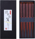 Antner 5 Pairs Hardwood Chopsticks Japanese Style Reusable Hand-Carved Chopsticks Natural Wood Chop Sticks with Gift Box, Dishwasher Safe...