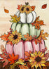 Fall White Teal Pink Pumpkin Decorative Garden Flag, Autumn Thanksgiving Sunflower Maple Leaves Yard Outside Decorations, Seasonal Burlap Outdoor ...