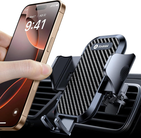 andobil Phone Holders for Your Car - Air Vent Phone Mount, Ultra-Stable Metal Clip with Anti-Shake & 360° Rotation, Universal Car Mount Fit iPhone...