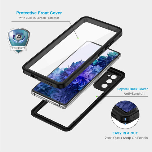 Lanhiem for Samsung Galaxy S20 FE Case, IP68 Waterproof Dustproof with Built-in Screen Protector, Heavy Duty Full Body Protective Phone Case for G...