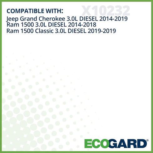 ECOGARD X10232 Premium Cartridge Engine Oil Filter for Conventional Oil Fits Ram 1500 3.0L DIESEL 2014-2018, 1500 Classic 3.0L DIESEL 2019 | Jeep ...