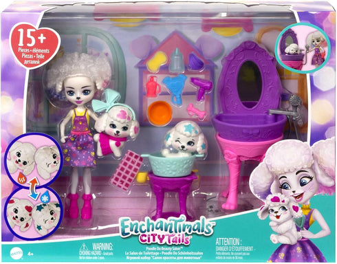 Enchantimals City Tails Poodle Do Beauty Salon, Playset with Doll (6-in) and Dog Figures with Color-Change Fun, Great Toy for Kids Ages 4Y+...