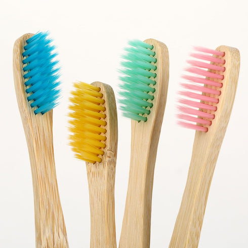 10 Pcs Soft Bristles Bamboo Toothbrush for Adults, Biodegradable Natural Bamboo Charcoal Toothbrushes, Eco Friendly Color Bristle Wood Tooth Brush...