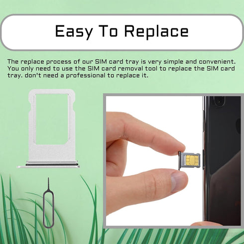 for iPhone 8 Plus Silver SIM Card Slot Replacement Single SIM Version 8Plus Single Card Tray Holder Adapter with Waterproof Rubber Ring Card Remov...