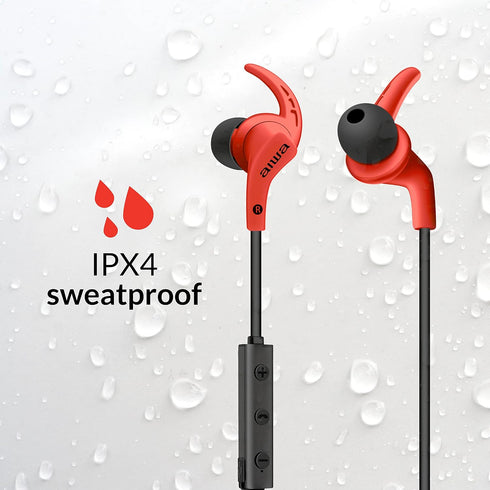 Aiwa Sport in Ear Wireless Earbuds with Bluetooth 5.0, 10mm drivers, 30 Foot Range, 4 hour battery life, Perfect for Workout, Premium Sound (Red)...