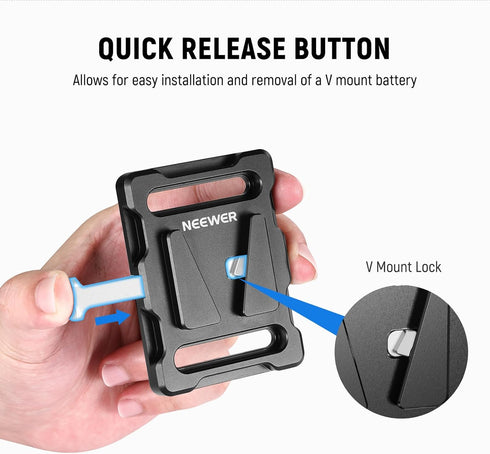 NEEWER Mini V Mount Battery Plate with 1/4" Thread and Quick Release Button, Compatible with FXLION Sony NEEWER V Mount Batteries and 15mm Rod Cla...