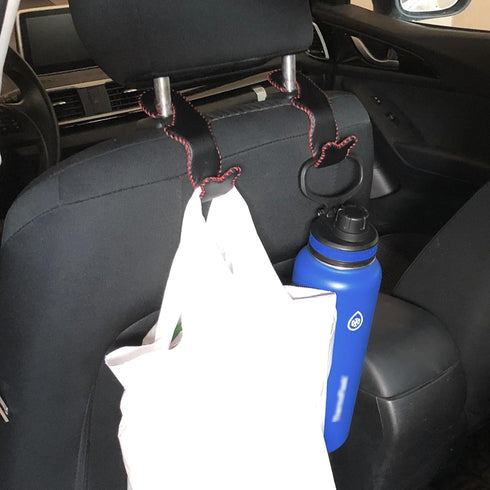 Car Hooks for Purses and Bags Cute Leather (2 pcs, Black with Red Edge) Cat Shape Car Essentials for Women Interior Cute Car Accessories Cute Aest...