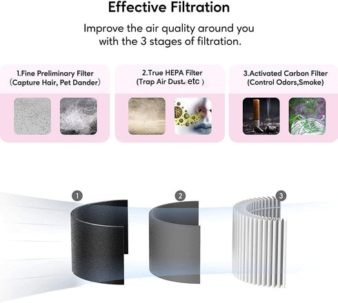 MEGAWISE EPI810 True HEPA Replacement Filter, Only Compatible With MEGAWISE Old Version (NOT Compatible with the 2022 updated Version), KOIOS and ...