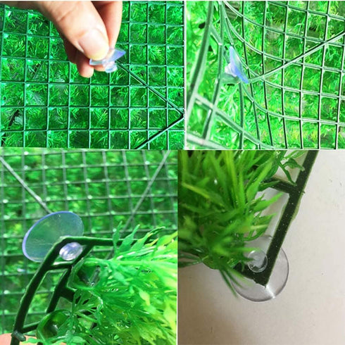 kathson 3 PCS Aquarium Grass Mat Decorations Artificial Plastic Lawn Ornament Landscape Green Plants Decoration for Saltwater Freshwater Tropical ...
