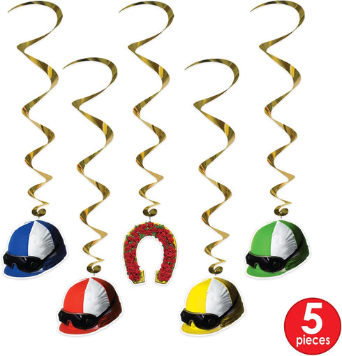 Beistle 5-Piece Derby Day Whirls, Horse Racing Game Supplies, Horse Racing Party Supplies, Horse Themed Party Decorations, Jockey Party Accessorie...