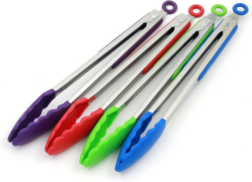 Chef Craft Premium Silicone Tongs, 12 inch, Red...