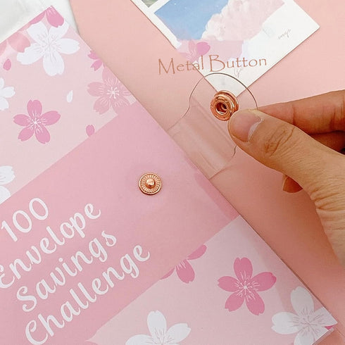 Jakiro 100 Envelopes Money Saving Challenge Binder, Cash Envelopes Money Saving Binder, Envelope Money Challenge Binder to Save $5,050 A5 Pink Cov...