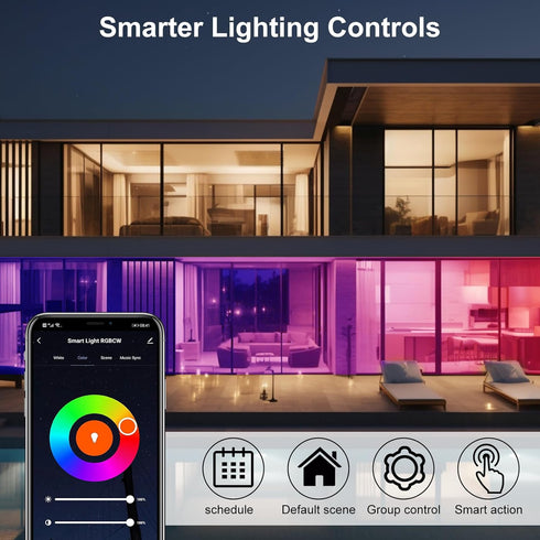 Smart Light Bulbs,Color Changing Light Bulb LED Light Bulbs,Music Sync,Dimmable,16 Million RGBWW Color Smart Bulb That Work with Alexa & Google Ho...