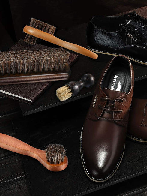 Youngjoy 6 Pieces Horsehair Shine Shoes Brush Kit Polish Dauber Applicators (B)...