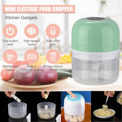 Electric Garlic Chopper Mini,Wireless Vegetable Chopper,250ML Garlic Grinder Masher Onion Chopper, Blender to Vegetable, Cordless Food Processor f...