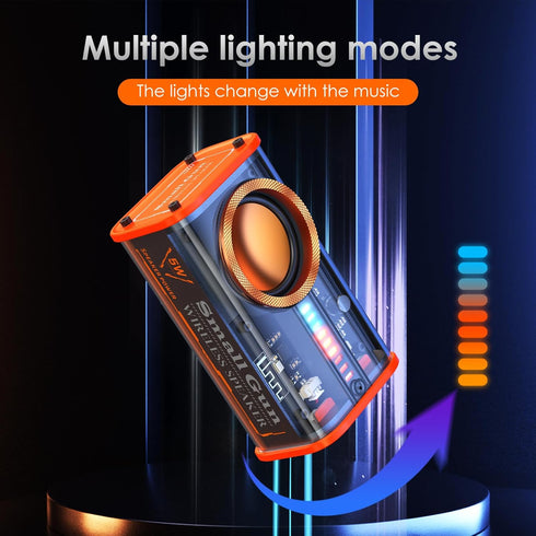 Transparent Wireless Bluetooth Speaker Portable Mini Speaker with LED Colorful Lights Stereo Sound TWS Small Speakers for Office, Party Camping, S...