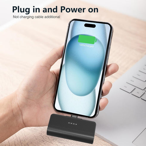 KKD Portable Charger for iPhone, Built-in MFi Certified Plug, 5000mAh Small Portable Phone Charger Power Bank for iPhone 14/13/12/11/XR/X/SE/8/7/6...