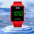 Unisex Square LED Digital Watch Fashion Water Resistant Silicone Sports Wrist Watches (Red A)...