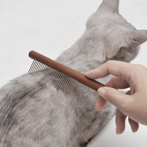 6 Pack Cat Comb, Solid Wood Pet Comb with Rounded and Smooth Ends Stainless Steel Teeth for Cat Dog, Rabbit Hair Comb, Flea Lice Comb for Removes ...