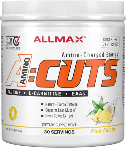 ALLMAX Nutrition AMINOCUTS (ACUTS), Amino-Charged Energy Drink with Taurine, L-Carnitine, Green Coffee Bean Extract, Pina Colada, 30 Servings...