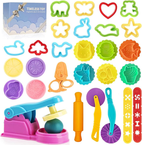 Dough Tools Play for Kids- Toy Accessories include Stamps Cutter Scissor Roller Extruder Molds and Storage Box Party Favors Set for Age 2-8...