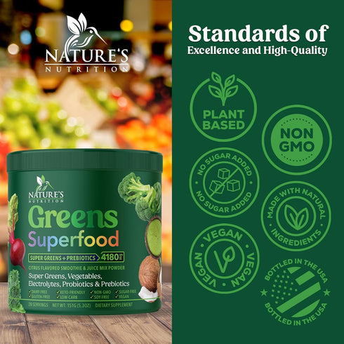 Greens Superfood Powder - Original Organic Greens Smoothie & Juice Mix Powder, Antioxidants & Probiotics, Spirulina, Chlorella, Beet Root, Whole F...